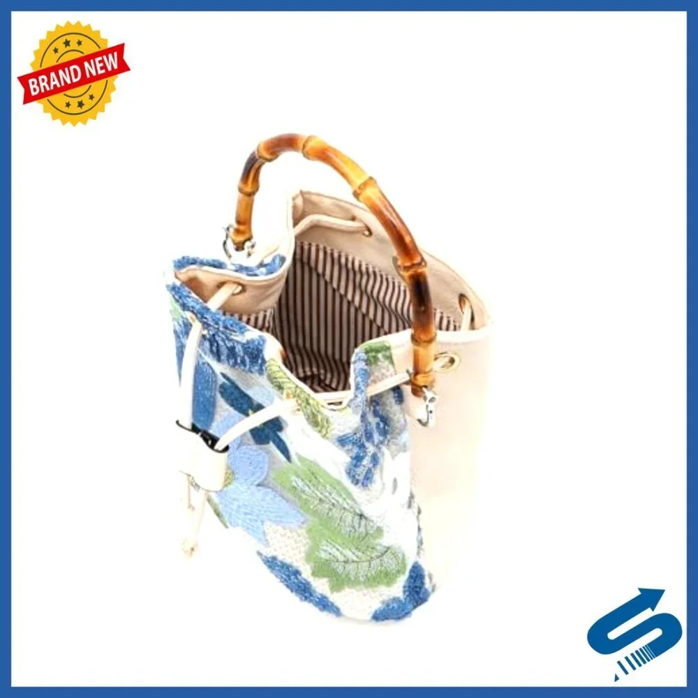 Hand Embroidered Straw Tote Bag Bohemian Beach Vacation Travel Daily Use